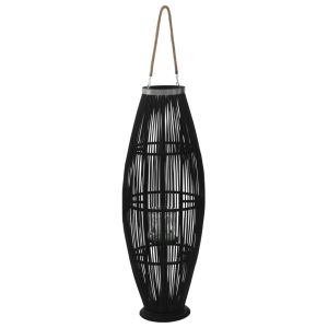 Hanging Candle Lantern Holder Bamboo Black 95 Cm