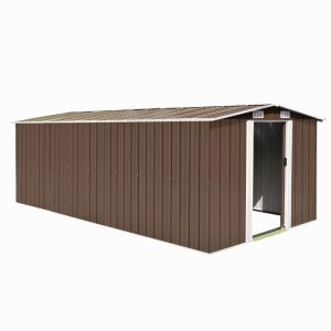 Garden Shed 257x497x178 Cm Metal Brown