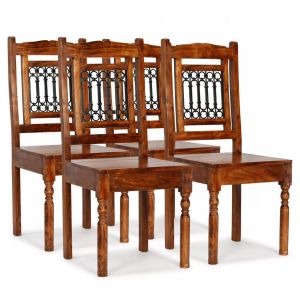 Dining Chairs 4 Pcs Solid Wood With Sheesham Finish Classic