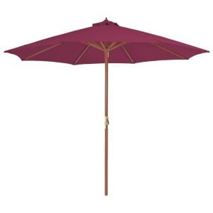 Outdoor Parasol With Wooden Pole 300 Cm Bordeaux Red