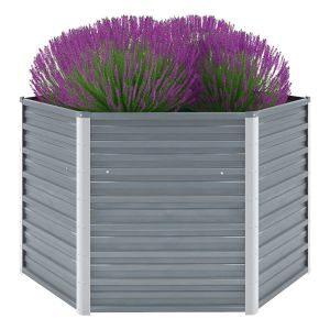 Garden Planter Galvanised Steel 129x129x77 Cm Grey
