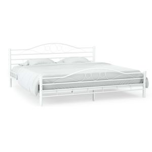 Bed Frame White Metal 153x203 Cm