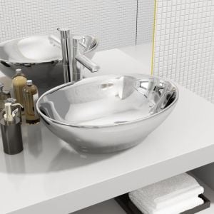 Wash Basin 40x33x13.5 Cm Ceramic Silver