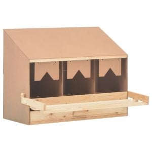 Chicken Laying Nest 3 Compartments 72x33x54 Cm Solid Pine Wood