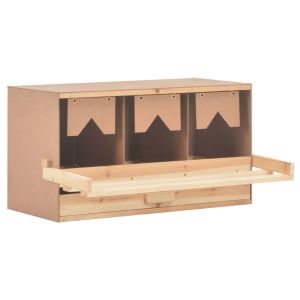Chicken Laying Nest 3 Compartments 72x33x38 Cm Solid Pine Wood