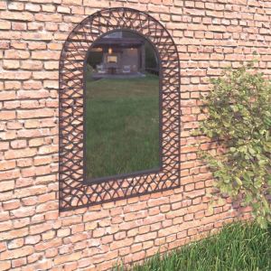 Garden Wall Mirror Arched 50x80 Cm Black