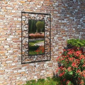 Garden Wall Mirror Rectangular 50x80 Cm Black