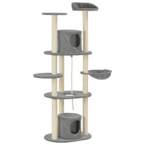 Cat Tree With Sisal Scratching Posts Grey 160 Cm