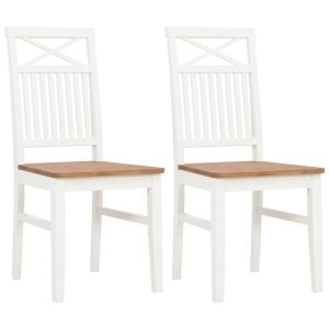 Dining Chairs 2 Pcs White Solid Oak Wood