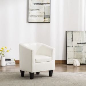 Tub Chair White F.Leather