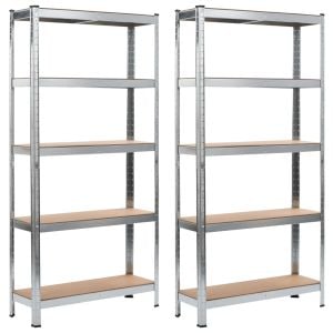 Storage Shelves 2 Pcs Silver 90x30x180 Cm Steel And Mdf