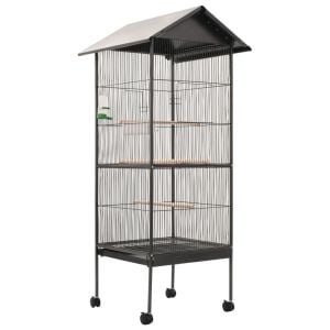 Bird Cage With Roof Grey 66x66x155 Cm Steel