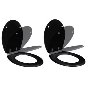 Toilet Seats With Soft Close Lids 2 Pcs Mdf Black
