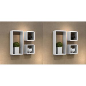 Wall Cube Shelves Six Pcs White