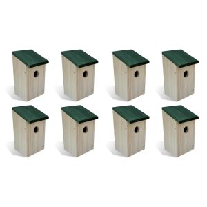 Bird Houses 8 Pcs Wood 12x12x22 Cm