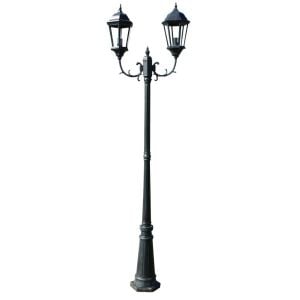 Garden Light Post 2-arms 230 Cm Dark Green/black Aluminium