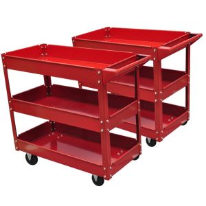 2 X Workshop Tool Trolley 100 Kg 3 Shelves