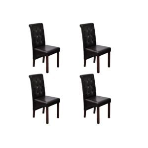 Dining Chairs 4 Pcs Brown F.Leather