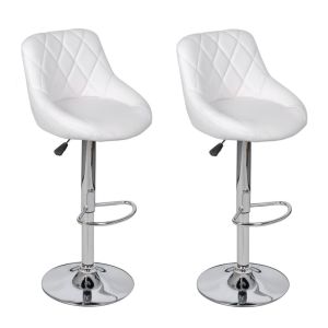 New Bar Stools 2 Pcs White Faux Leather