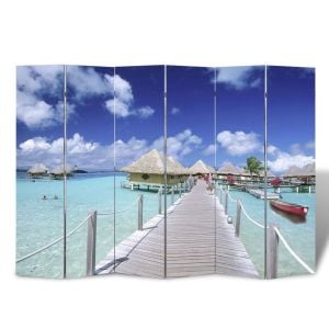 Folding Room Divider Print 240x170cm Beach
