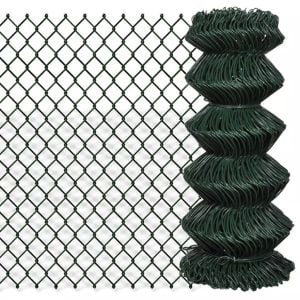 Chain Link Fence Galvanised Steel 0.8x15 M Green