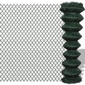 Chain Link Fence Galvanised Steel 1.5x25 M Green