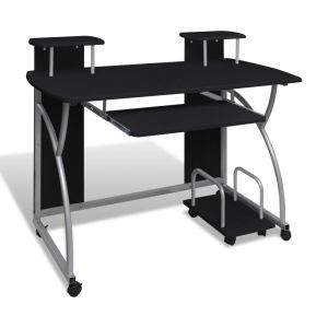 Mobile Computer Desk With Pull Out Tray Black