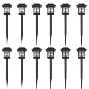 Outdoor Solar Lamp Led Light Set 12 Pcs With Spike 8.6 X 8.6 X 38 Cm