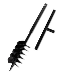 Ground Drill With Handle Auger Bit 150 Mm Three Spirals Steel Black