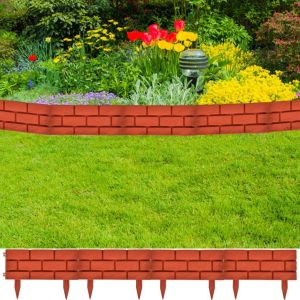 Lawn Garden Divider With Brick Design 11 Pcs