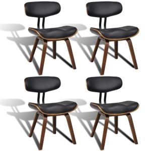 Dining Chairs 4 Pcs Bent Wood And Faux Leather