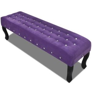 Purple Bench Velvet Fabric With Crystal Buttons