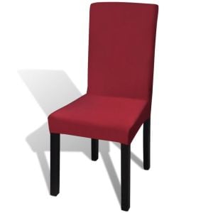 6 Pcs Bordeaux Straight Stretchable Chair Cover