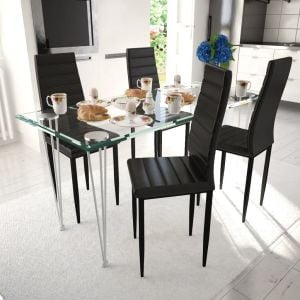 Dining Chairs 4 Pcs Black Faux Leather