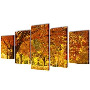 Canvas Wall Print Set Maple 100 X 50 Cm