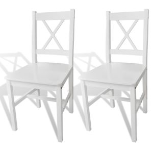 Dining Chairs 2 Pcs White Pinewood