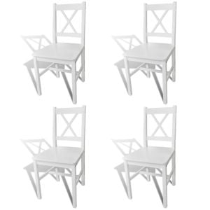 Dining Chairs 4 Pcs White Pinewood