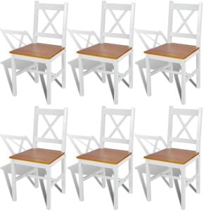 Dining Chairs 6 Pcs White Pinewood