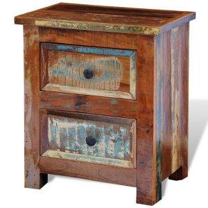 Nightstand With 2 Drawers Solid Reclaimed Wood