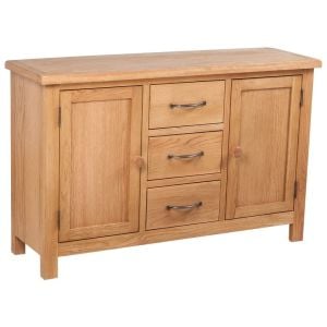 Sideboard With 3 Drawers 110x33,5x70 Cm Solid Oak Wood