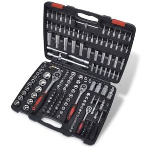 193pcs 1/4in & 3/8in & 1/2in Drive Socket Bit Set W/ Ratchet Tool Set