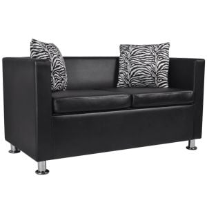 Sofa 2-seater Artificial Leather Black