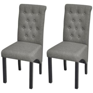 Dining Chairs 2 Pcs 100% Polyester  Light Grey Fabric