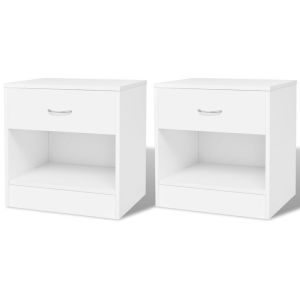 Nightstand 2 Pcs With Drawer White