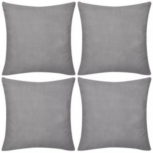 4 Grey Cushion Covers Cotton 50 X 50 Cm