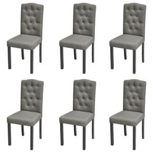 Dining Chairs 6 Pcs Grey Fabric