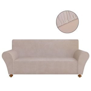 Stretch Couch Slipcover Beige Polyester Jersey