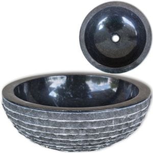 Round Basin Marble 40 Cm Black