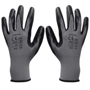 Work Gloves Nitrile 24 Pairs Grey And Black Size 9/l