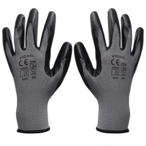  Work Gloves Nitrile 24 Pairs Grey And Black Size 10/xl